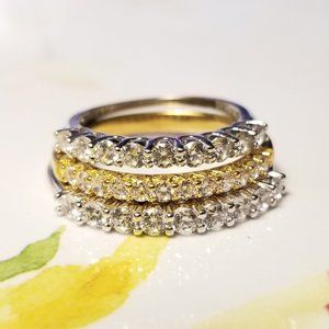 Bella Luce Trio of CZ 18k Over SS & SS Rings 3 Szs